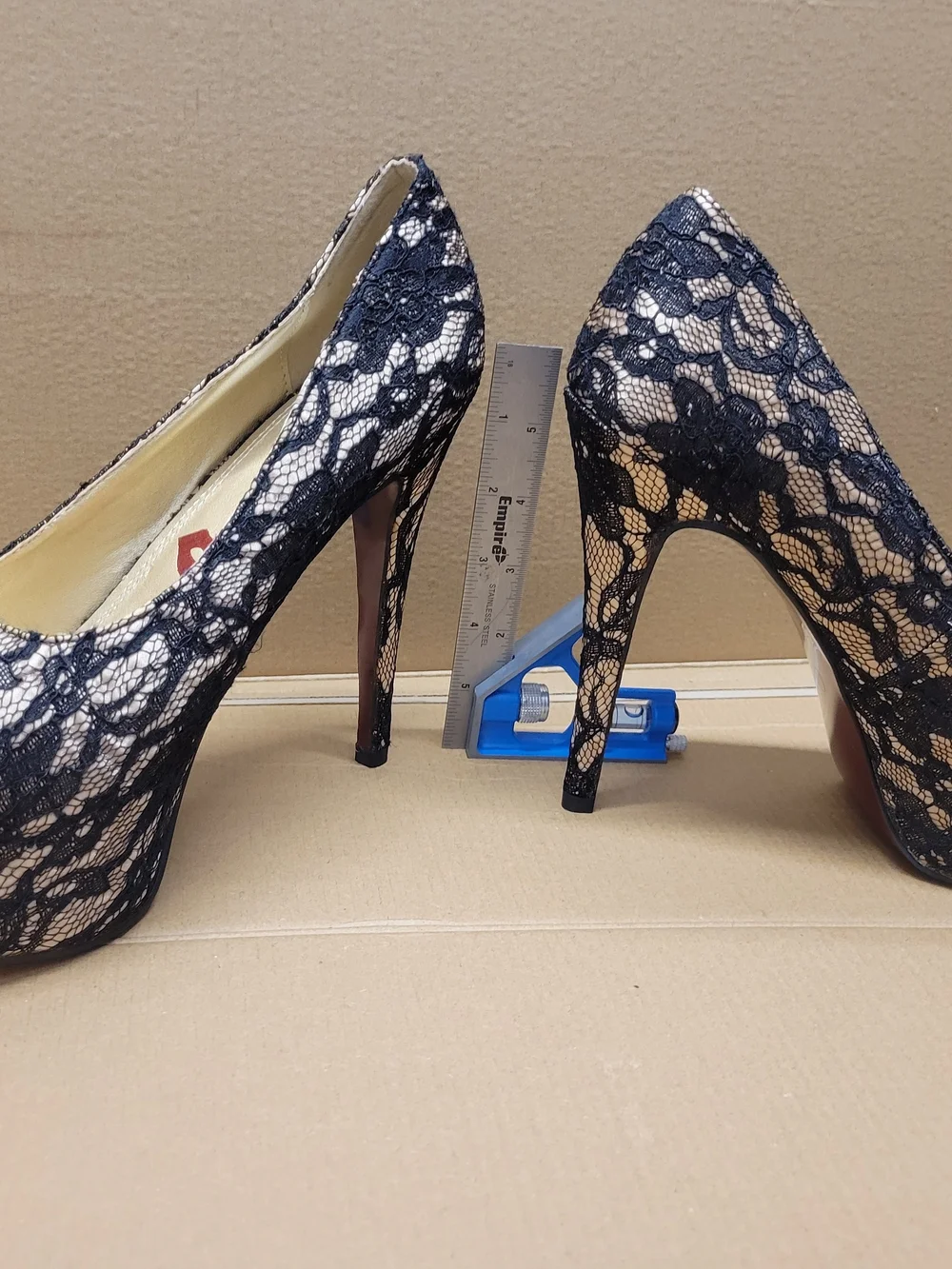 Kiss Black Lace over Nude Platform Pumps